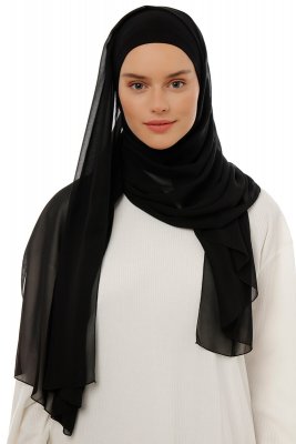 Alara Plain - Zwart One Piece Chiffon Hijab