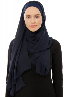 Alara Plain - Marineblauw One Piece Chiffon Hijab