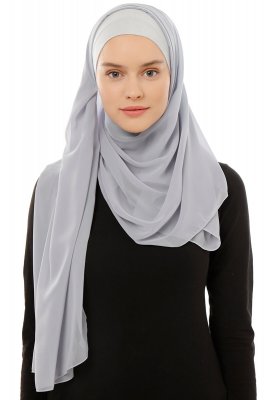 Alara Plain - Lichtgrijs One Piece Chiffon Hijab