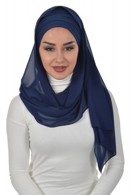 Alva - Marineblauw Praktisch Hijab & Onderkapje