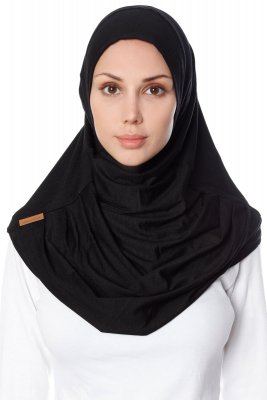 Ava - Svart Al Amira One-Piece Hijab - Ecardin