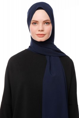 Aylin - Marineblauw Medine Silk Hijab - Gülsoy