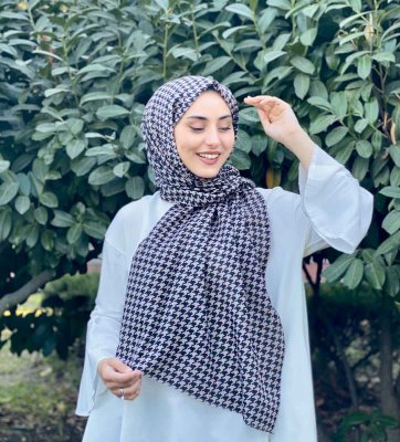 Soheila - Katoenen Hijab In Zwart & Bruin Patroon
