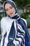 Emel - Marineblauw & Wit Gevormde Hijab - Sal Evi