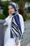 Emel - Marineblauw & Wit Gevormde Hijab - Sal Evi