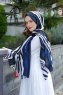 Emel - Marineblauw & Wit Gevormde Hijab - Sal Evi