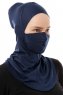 Damla - Marineblauw Ninja Hijab Masker Onderkapje