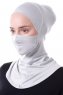 Damla - Lichtgrijs Ninja Hijab Masker Onderkapje