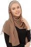 Alara Plain - Donker Taupe One Piece Chiffon Hijab