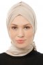Isra Cross - Licht Taupe One-Piece Viscose Hijab