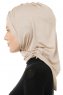 Isra Cross - Licht Taupe One-Piece Viscose Hijab