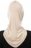 Isra Cross - Licht Taupe One-Piece Viscose Hijab