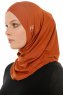 Hanfendy Cross Logo - Baksteenrood Al Amira Hijab