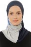 Esin - Marineblauw & Lichtgrijs & Lichtblauw One-Piece Hijab