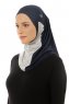 Esin - Marineblauw & Lichtgrijs & Lichtblauw One-Piece Hijab
