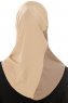 Esin - Beige & Creme & Donker Taupe One-Piece Hijab
