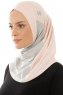 Esin - Oudroze & Lichtgrijs & Creme One-Piece Hijab