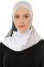 Esin - Lichtgrijs & Wit & Anthracite One-Piece Hijab
