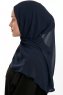 Eylem - Marineblauw One Piece Chiffon Hijab