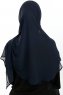 Eylem - Marineblauw One Piece Chiffon Hijab