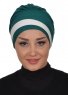 Elsa - Donkergroen & Creme Katoen Turban