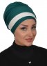 Elsa - Donkergroen & Creme Katoen Turban
