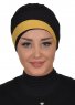 Elsa - Zwart & Mosterd Katoen Turban