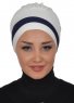 Elsa - Creme & Marineblauw Katoen Turban