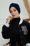 Laura - Marineblauw Katoen Turban