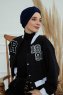 Laura - Marineblauw Katoen Turban