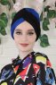 Fiona - Zwart & Blauw Katoen Turban