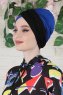 Fiona - Zwart & Blauw Katoen Turban