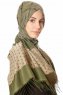 Alev - Khaki Gedessineerde Hijab