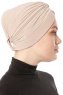 Arwa - Beige Crepe Chiffon Turban - Sehr-i Sal