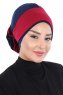Clara - Bordeaux & Marineblauw Katoen Turban