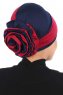 Clara - Bordeaux & Marineblauw Katoen Turban