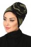 Clara - Khaki & Zwart Katoen Turban