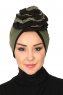 Clara - Khaki & Zwart Katoen Turban
