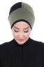 Clara - Khaki & Zwart Katoen Turban