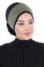 Clara - Khaki & Zwart Katoen Turban