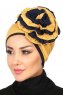 Clara - Mosterd & Marineblauw Katoen Turban