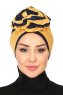 Clara - Mosterd & Marineblauw Katoen Turban