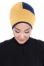 Clara - Mosterd & Marineblauw Katoen Turban