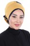 Clara - Mosterd & Marineblauw Katoen Turban