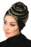 Clara - Zwart & Khaki Katoen Turban