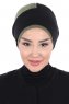 Clara - Zwart & Khaki Katoen Turban