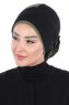 Clara - Zwart & Khaki Katoen Turban