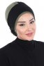 Clara - Zwart & Khaki Katoen Turban