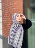 Dalal - Marineblauw & Creme Gedessineerde Crêpe Hijab