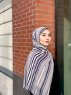 Dalal - Marineblauw & Creme Gedessineerde Crêpe Hijab